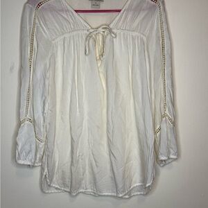 Lucky Brand White Blouse with Lace Accents